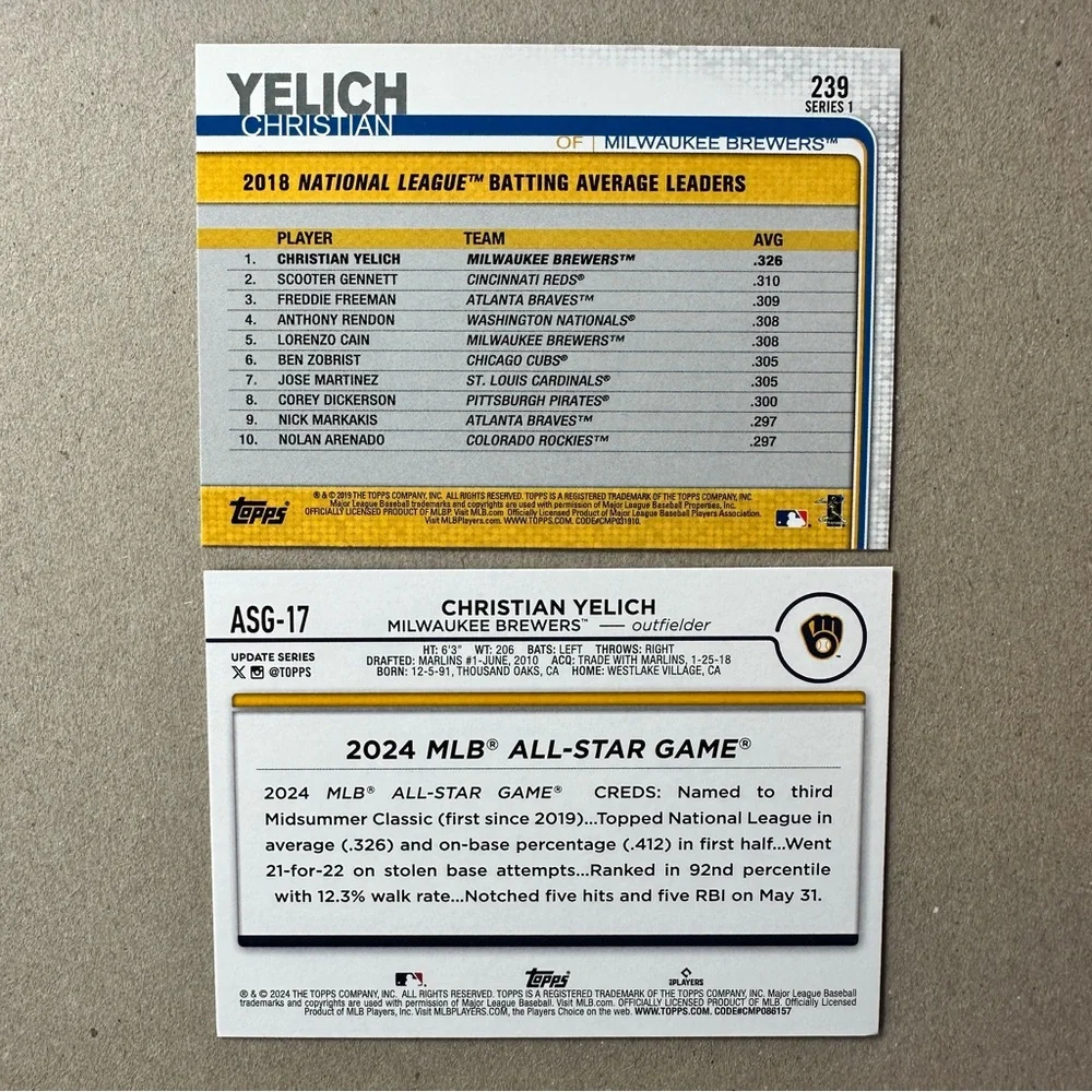 Christian Yelich/Brice Turang w/ Woodruff aces in Brewers lot of 13 - Picture 7 of 13